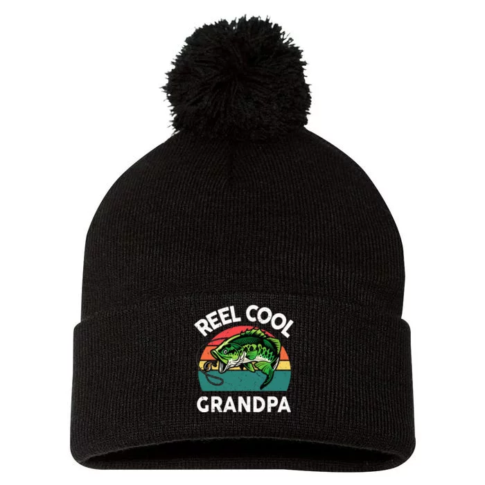 Fishing Reel Cool Grandpa Fathers Day Pom Pom 12in Knit Beanie