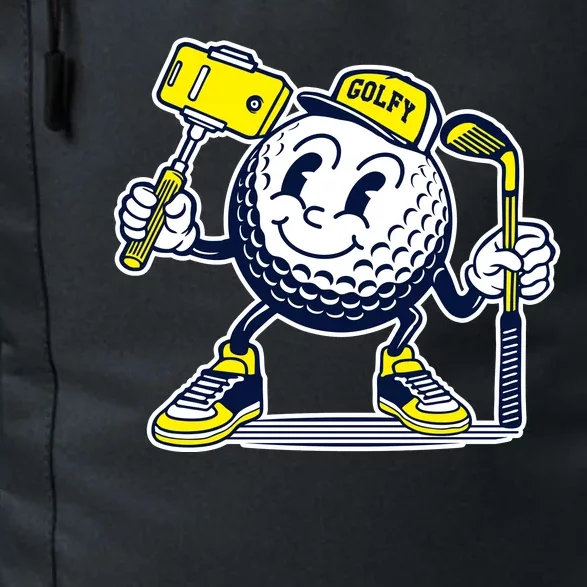 Funny Retro Cartoon Golf Ball Taking Selfie Daily Commute Backpack