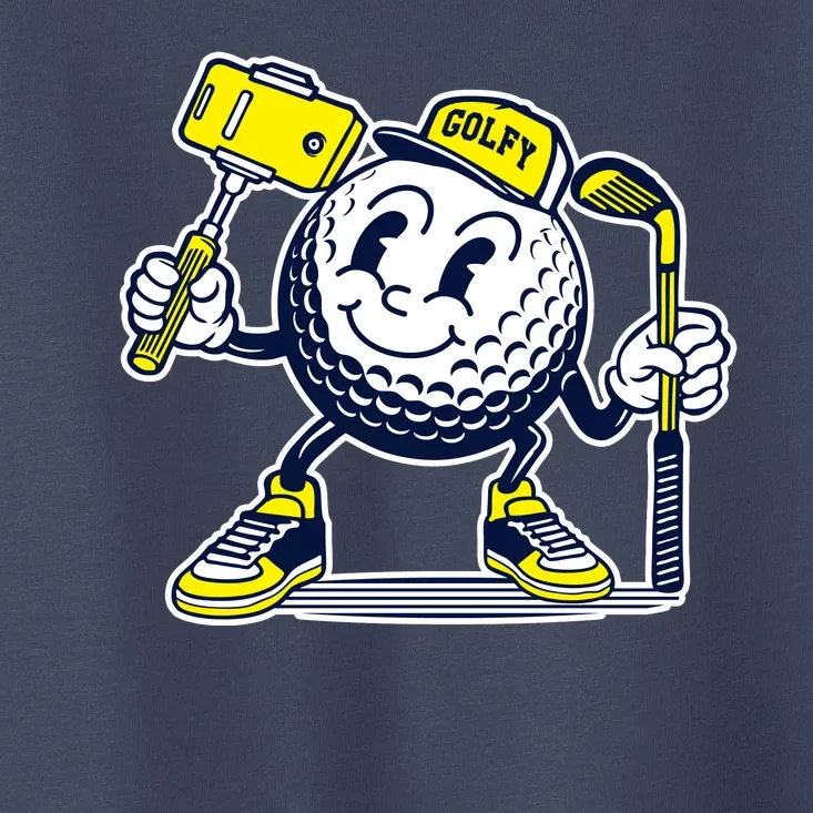 Funny Retro Cartoon Golf Ball Taking Selfie Toddler T-Shirt