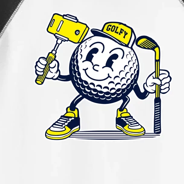 Funny Retro Cartoon Golf Ball Taking Selfie Toddler Fine Jersey T-Shirt