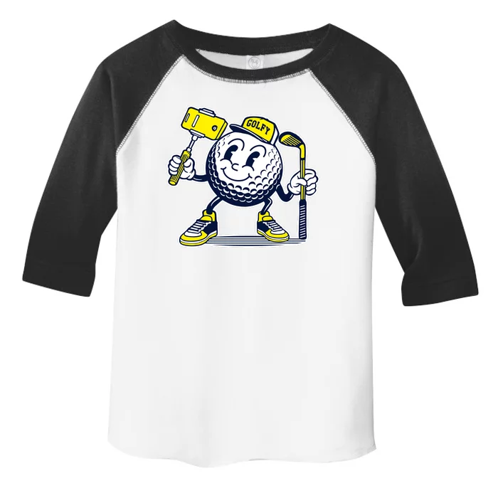 Funny Retro Cartoon Golf Ball Taking Selfie Toddler Fine Jersey T-Shirt