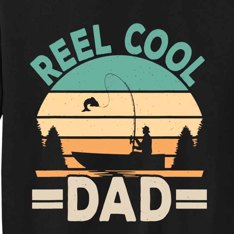 Funny Reel Cool Dad Fishing Fisherman Retro Fish Father Papa Sweatshirt