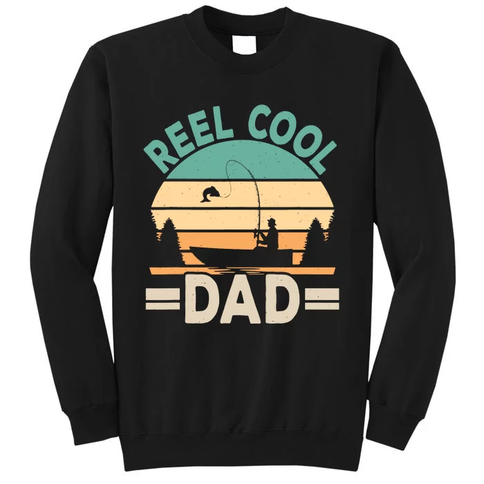 Funny Reel Cool Dad Fishing Fisherman Retro Fish Father Papa Sweatshirt