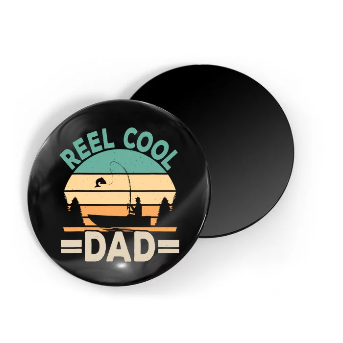 Funny Reel Cool Dad Fishing Fisherman Retro Fish Father Papa Magnet