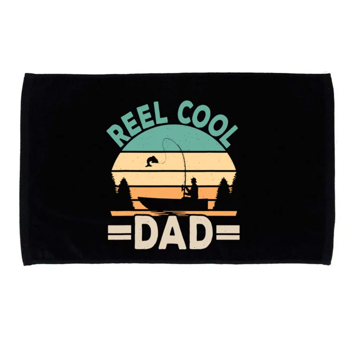 Funny Reel Cool Dad Fishing Fisherman Retro Fish Father Papa Microfiber Hand Towel