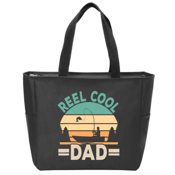 Funny Reel Cool Dad Fishing Fisherman Retro Fish Father Papa Zip Tote Bag