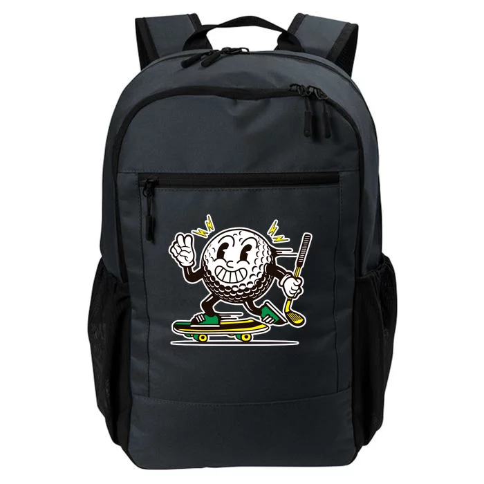 Funny Retro Cartoon Skateboarding Golf Ball Daily Commute Backpack