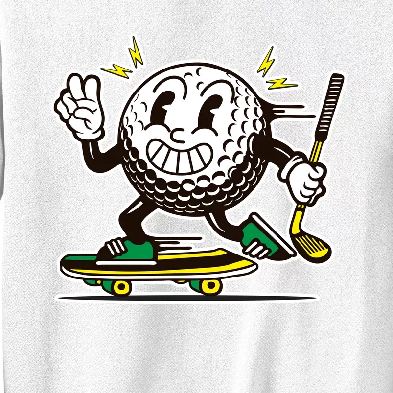 Funny Retro Cartoon Skateboarding Golf Ball Sweatshirt