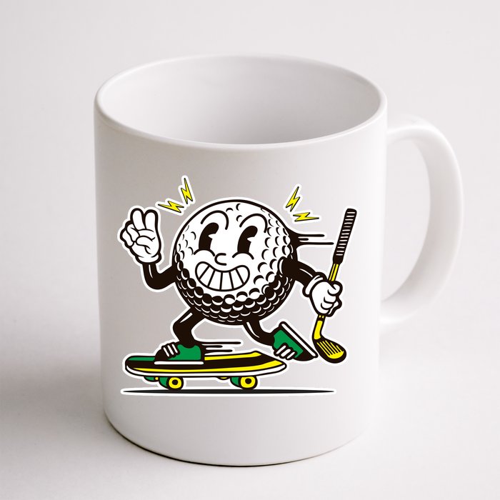 Funny Retro Cartoon Skateboarding Golf Ball Front & Back Coffee Mug