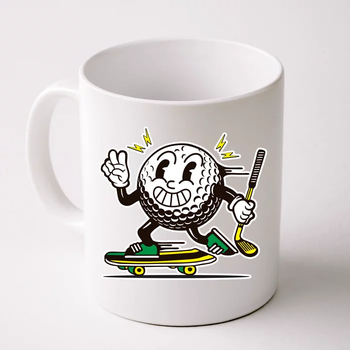 Funny Retro Cartoon Skateboarding Golf Ball Front & Back Coffee Mug