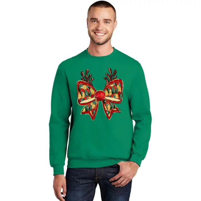 Funny Reindeer Coquette Bows Pajama Christmas Women Sweatshirt