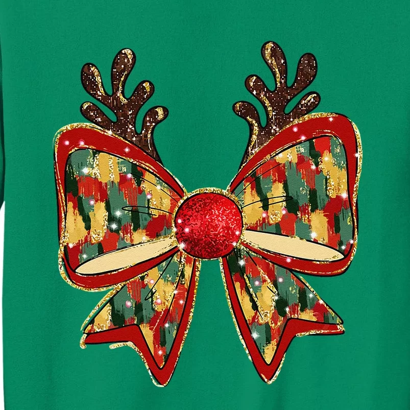 Funny Reindeer Coquette Bows Pajama Christmas Women Sweatshirt