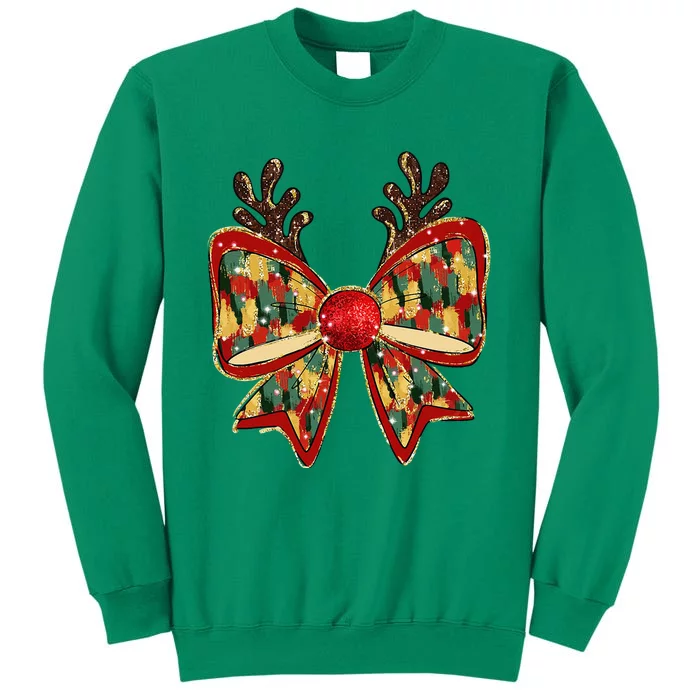 Funny Reindeer Coquette Bows Pajama Christmas Women Sweatshirt