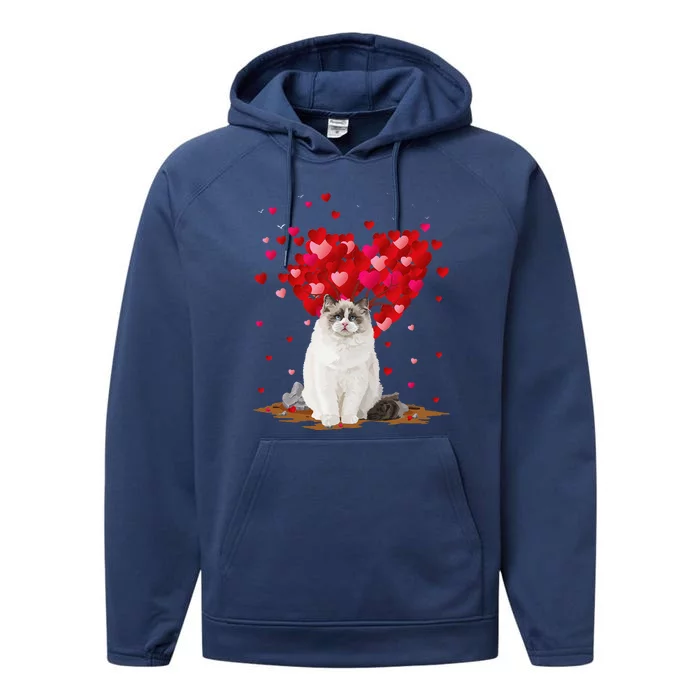 Funny Ragdoll Cat Animal Lover Ragdoll Cat Valentine's Day Performance Fleece Hoodie