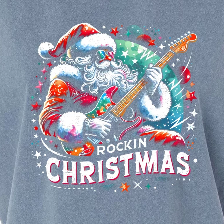 Funny Rockin Christmas Christmas Santa Funny Santa Rocker Meaningful Gift Garment-Dyed Women's Muscle Tee