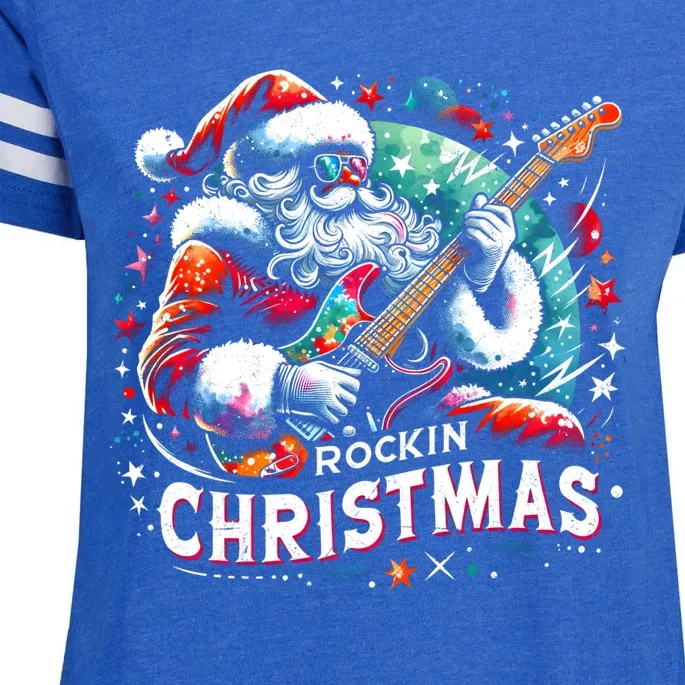 Funny Rockin Christmas Christmas Santa Funny Santa Rocker Meaningful Gift Enza Ladies Jersey Football T-Shirt