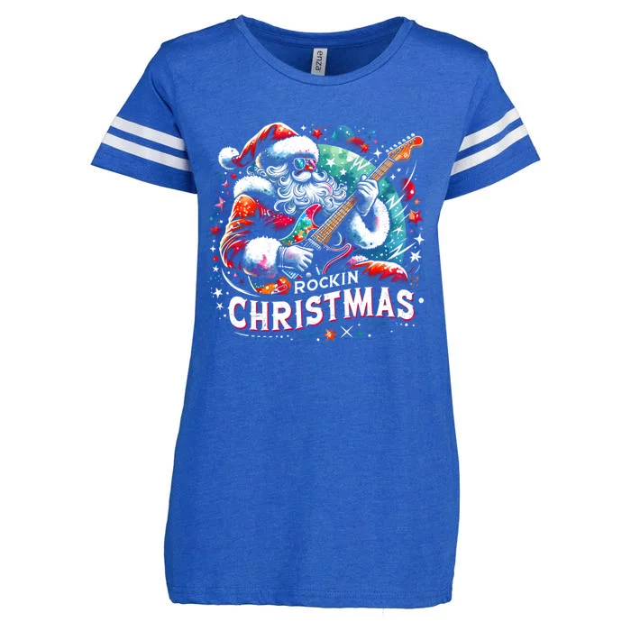 Funny Rockin Christmas Christmas Santa Funny Santa Rocker Meaningful Gift Enza Ladies Jersey Football T-Shirt