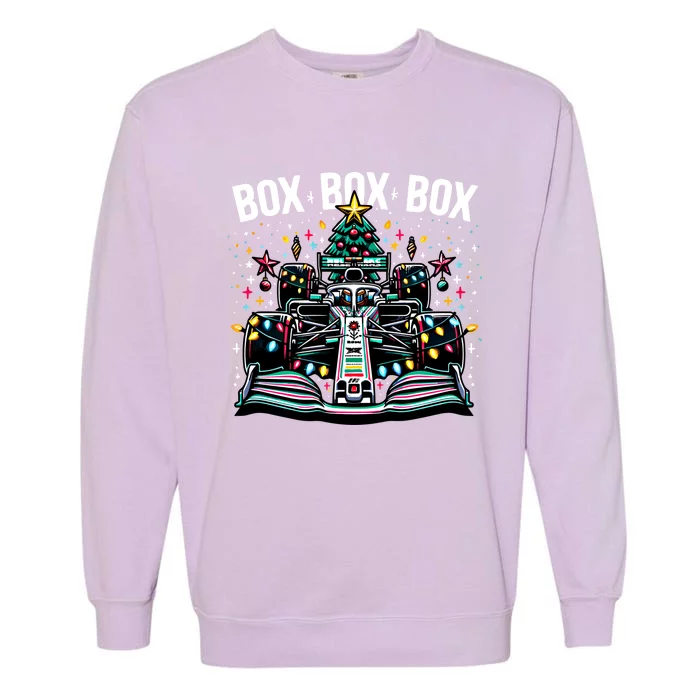 Formula Racing Car Box Box Box Radio Call Fun Christmas Tree Cute Gift Garment-Dyed Sweatshirt