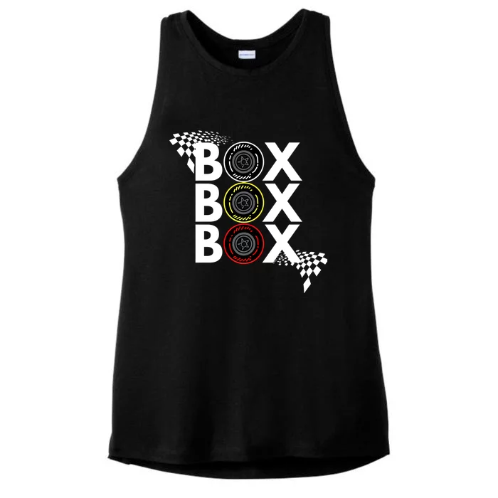 Formula Racing Car Box Box Box Radio Call To Pitbox Car Race Gift Ladies Tri-Blend Wicking Tank