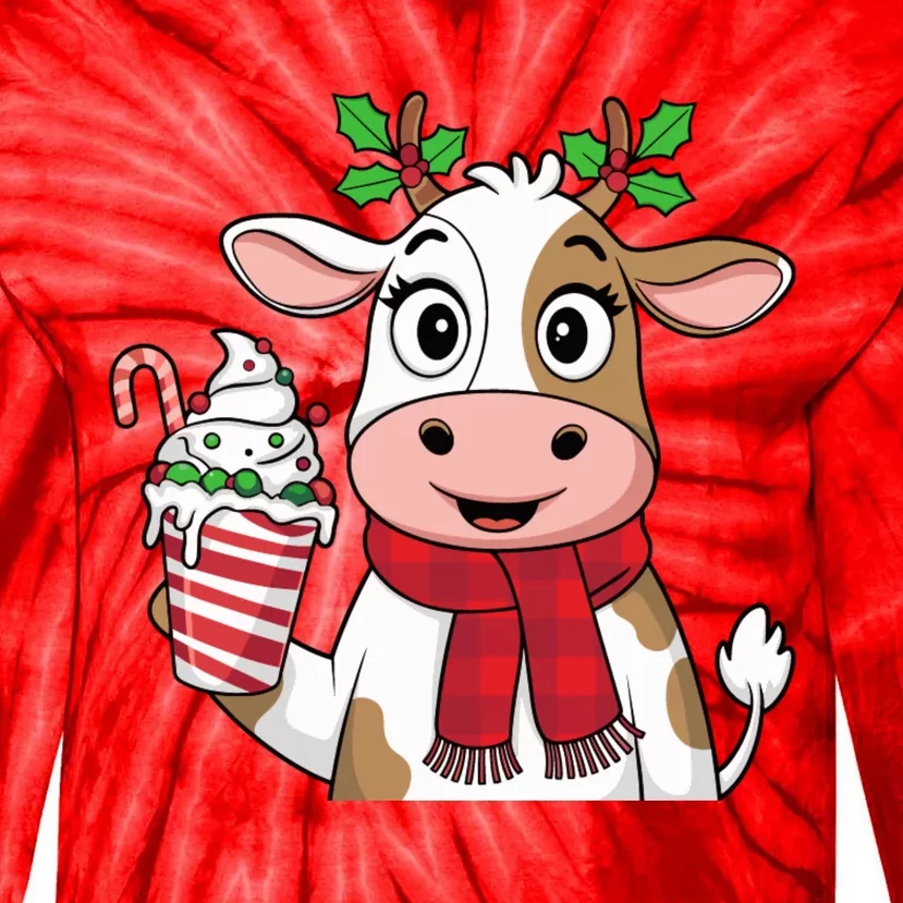 Funny Reindeer Cute Christmas Holiday Xmas Tie-Dye Long Sleeve Shirt