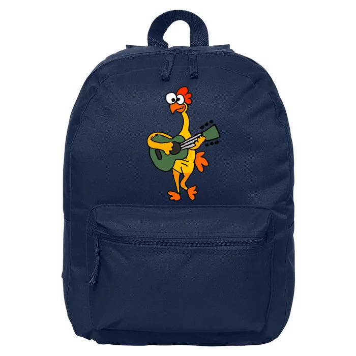 Funny Rubber Chicken Playing Guitar 16 in Basic Backpack