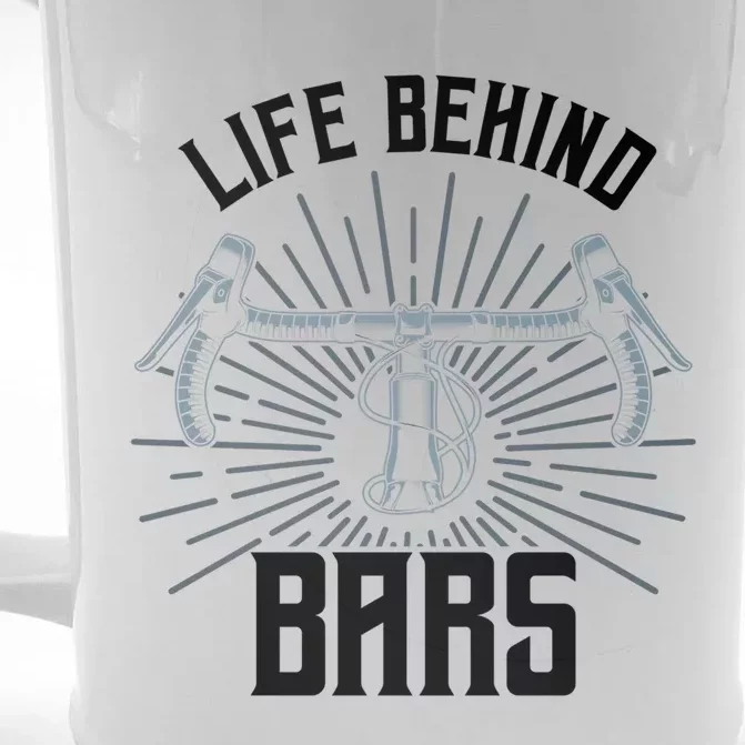 Funny Road Cycling Gift Bike Life Behind Bars Gift Front & Back Beer Stein