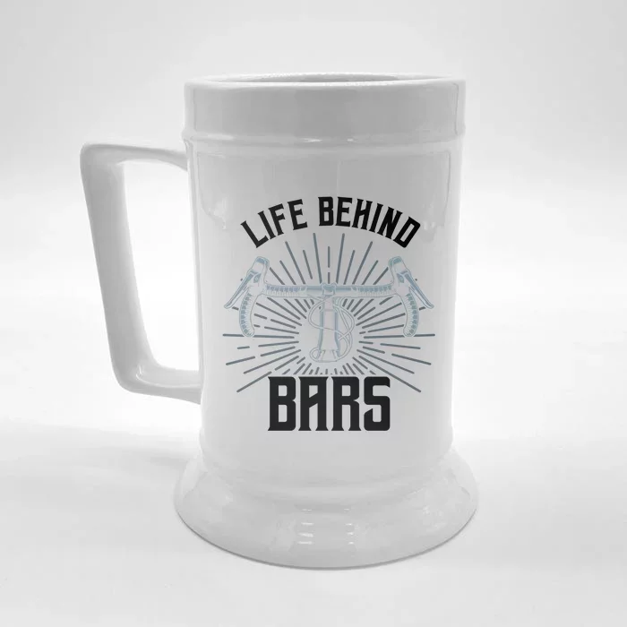 Funny Road Cycling Gift Bike Life Behind Bars Gift Front & Back Beer Stein