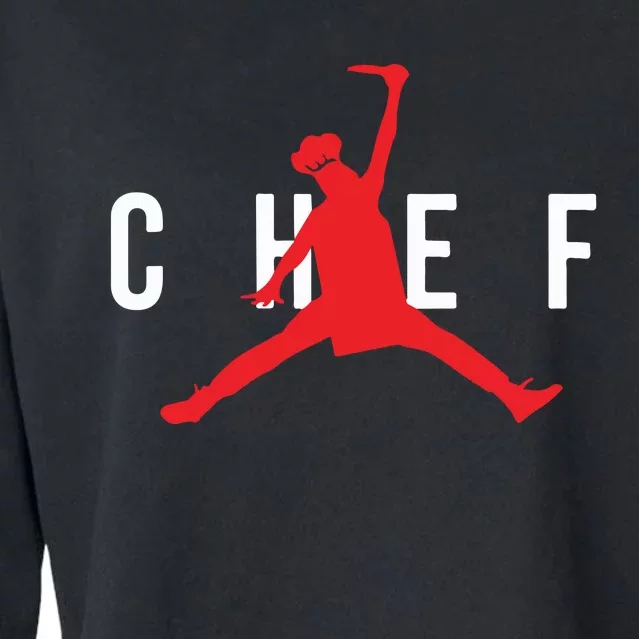 Funny Restaurant Chef Jumping Chef Knife Cropped Pullover Crew