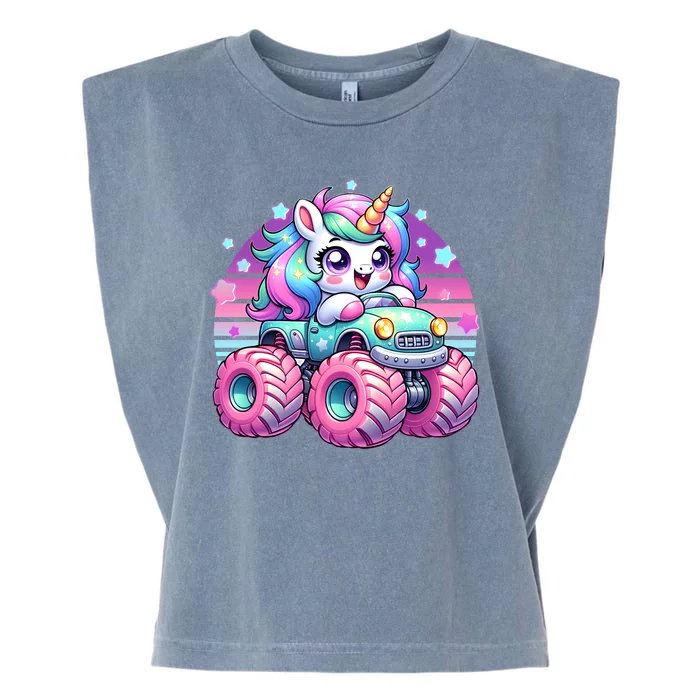 Funny Retro Cute Unicorn Monster Truck Garment-Dyed Women's Muscle Tee