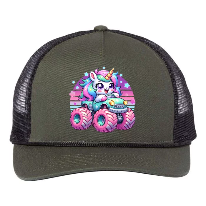 Funny Retro Cute Unicorn Monster Truck Retro Rope Trucker Hat Cap