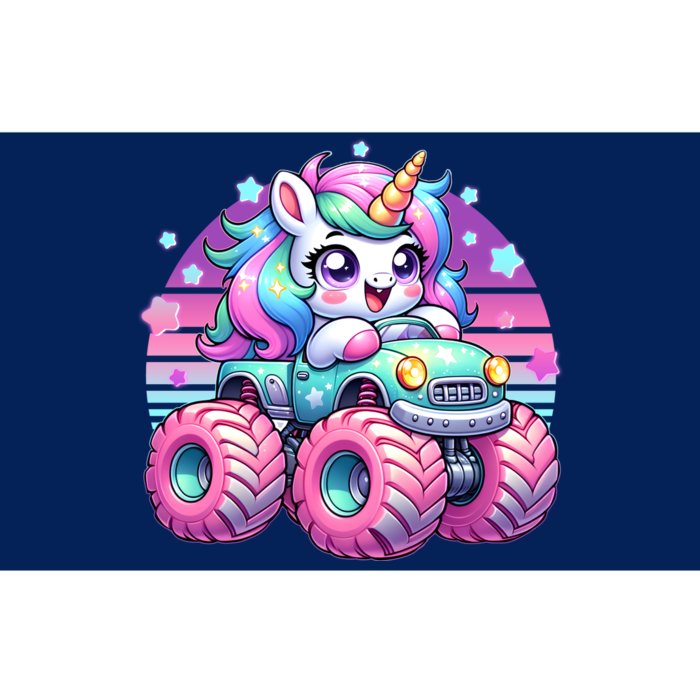 Funny Retro Cute Unicorn Monster Truck Bumper Sticker