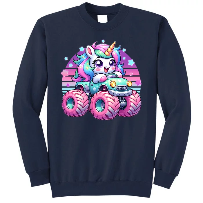 Funny Retro Cute Unicorn Monster Truck Tall Sweatshirt