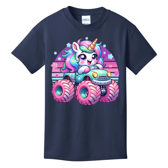 Funny Retro Cute Unicorn Monster Truck Kids T-Shirt