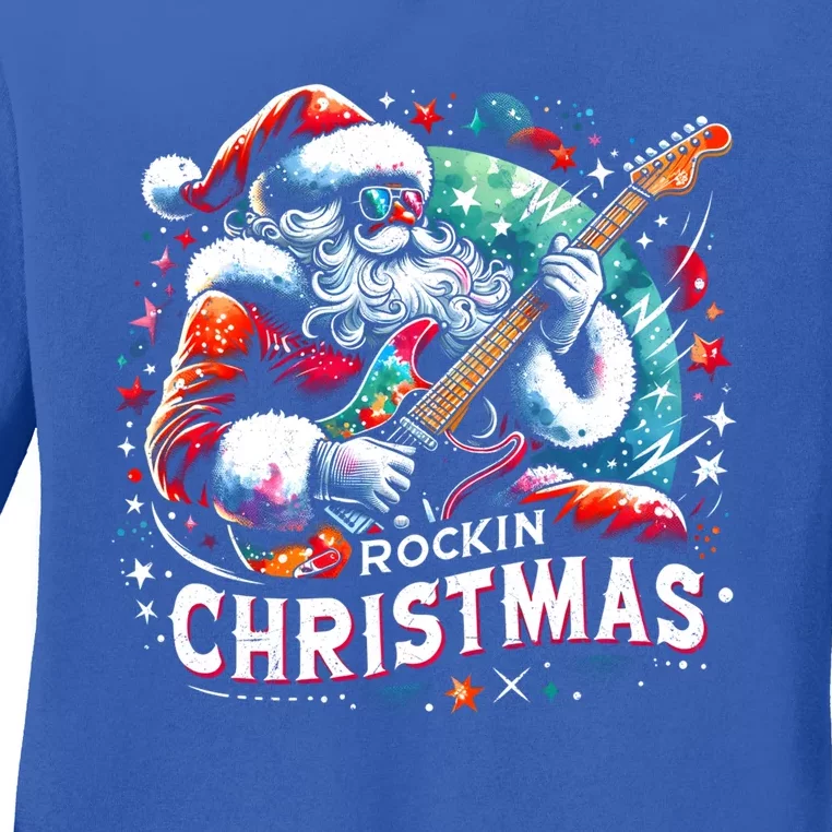 Funny Rockin Christmas Christmas Santa Funny Santa Rocker Gift Ladies Long Sleeve Shirt