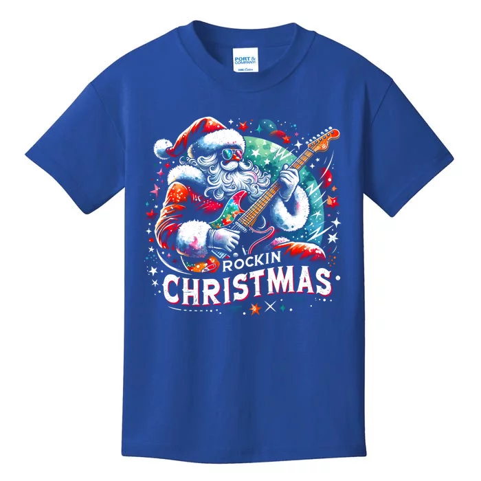 Funny Rockin Christmas Christmas Santa Funny Santa Rocker Gift Kids T-Shirt