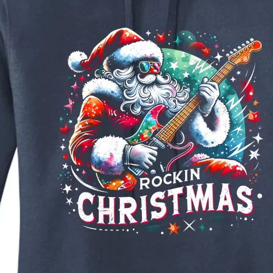 Funny Rockin Christmas Christmas Santa Funny Santa Rocker Gift Women's Pullover Hoodie