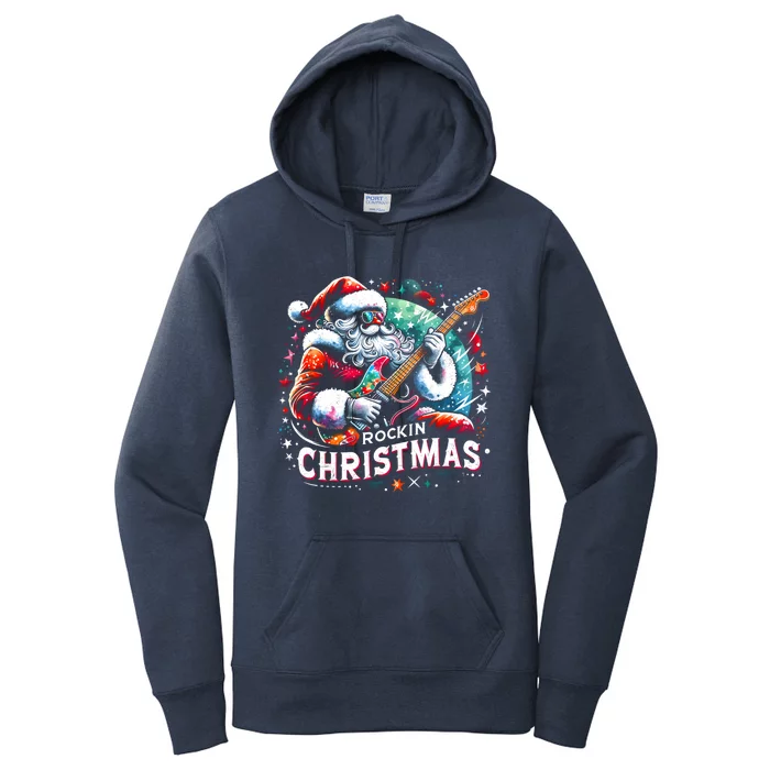 Funny Rockin Christmas Christmas Santa Funny Santa Rocker Gift Women's Pullover Hoodie