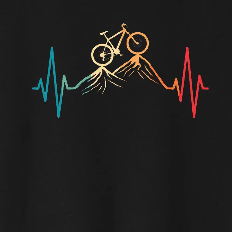 Funny Retro Cycling Heartbeat Bicycle Mountain Bike Biking Women's Crop Top Tee