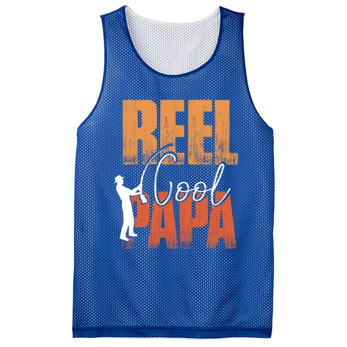 Fishing Reel Cool Papa Fisher Daddy Father's Day Gift Mesh Reversible Basketball Jersey Tank