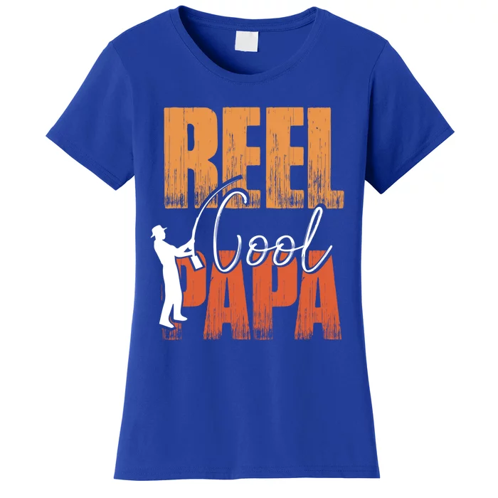 Fishing Reel Cool Papa Fisher Daddy Father's Day Gift Women's T-Shirt