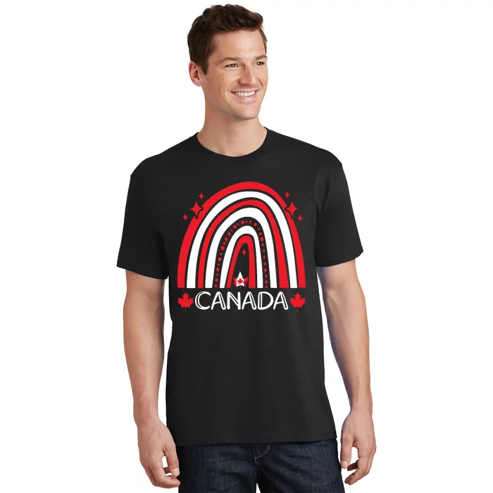 Funny Rainbow Canada Maple Leaf Canadian Roots American T-Shirt