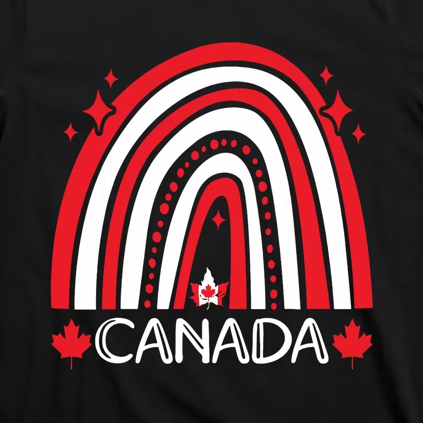 Funny Rainbow Canada Maple Leaf Canadian Roots American T-Shirt