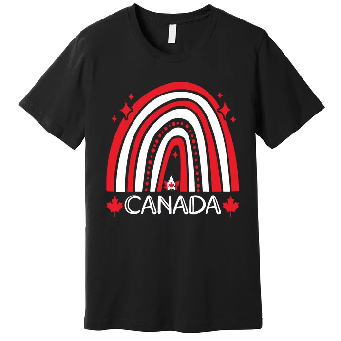 Funny Rainbow Canada Maple Leaf Canadian Roots American Premium T-Shirt