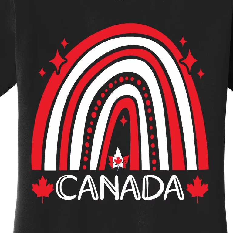 Funny Rainbow Canada Maple Leaf Canadian Roots American Women's T-Shirt