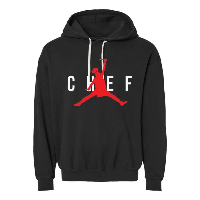 Funny Restaurant Chef Jumping Chef Knife Garment-Dyed Fleece Hoodie