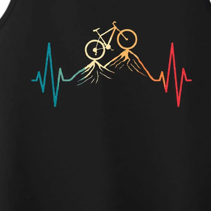 Funny Retro Cycling Heartbeat Bicycle Mountain Bike Biking Performance Tank