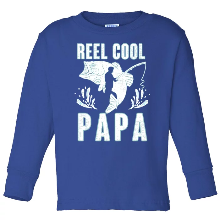 Fisher Reel Cool Papa Fishing Cute Gift Toddler Long Sleeve Shirt