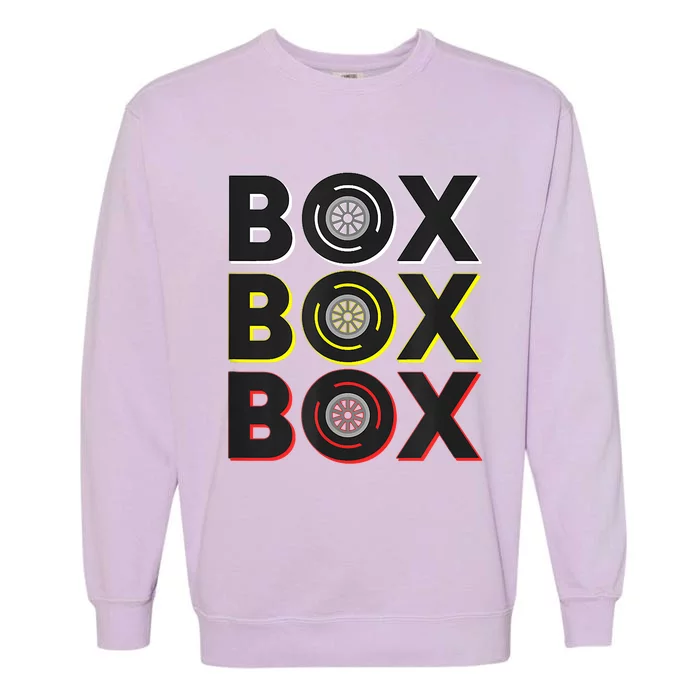 Formula Racing Car Box Box Box Radio Call To Pit Box Garment-Dyed Sweatshirt