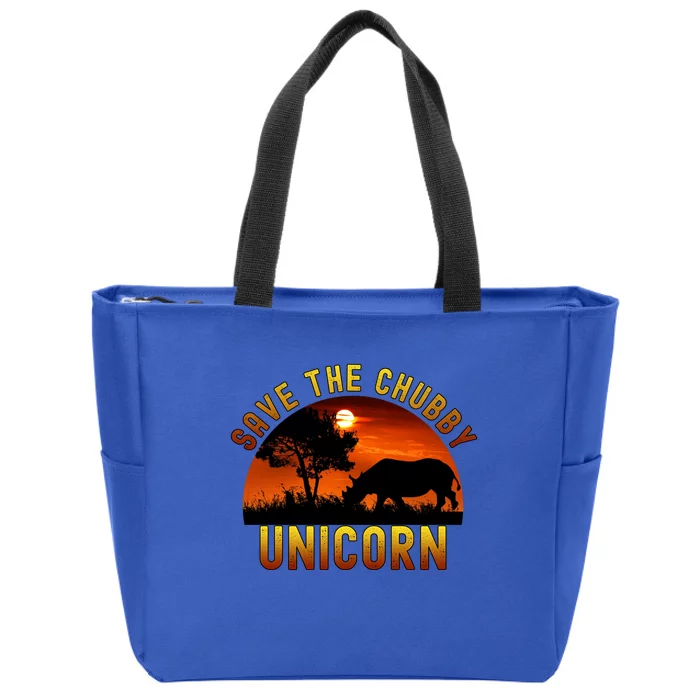 Funny Rhino Chibby Unicorns Save The Chubby Unicorn Gift Zip Tote Bag