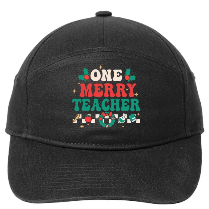 Festive Retro Christmas Pajama Set for Teachers 7-Panel Snapback Hat